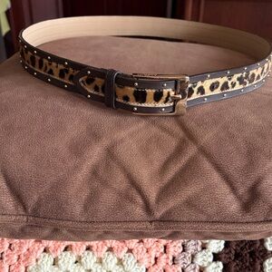 Leopard Print Belt with Studded Detail
